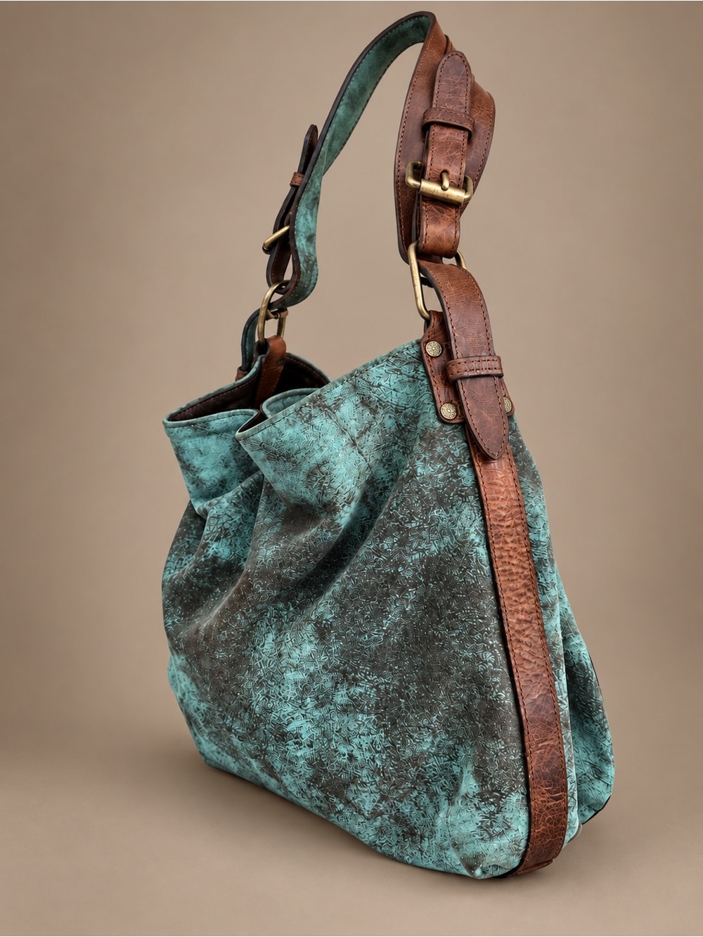 Juan Antonio Medium Soft Leather Turquoise Hobo Shoulder Bag